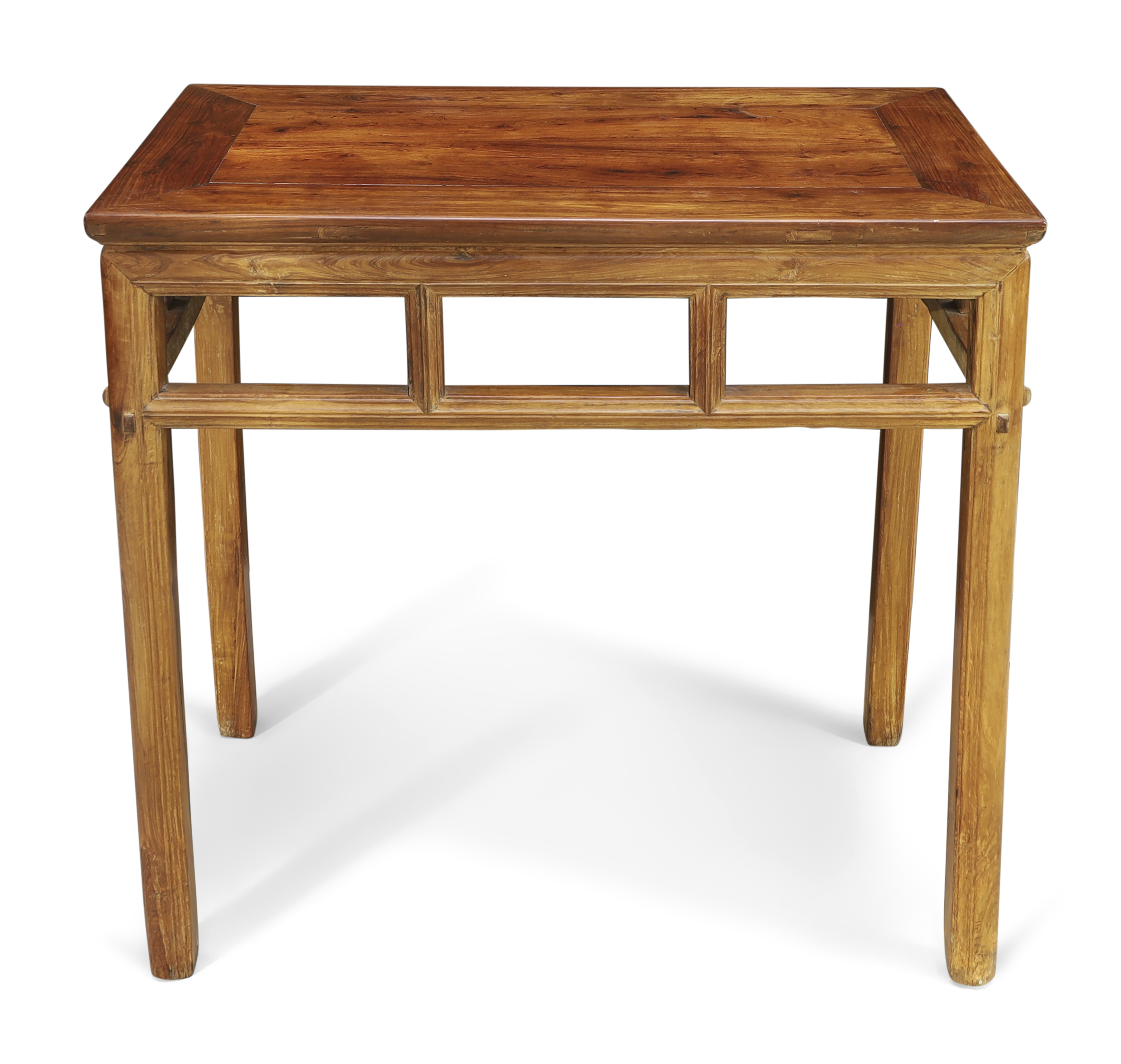 A Chinese rosewood side table Late Qing dynasty The rectangular top above open frieze raised on... - Image 2 of 2