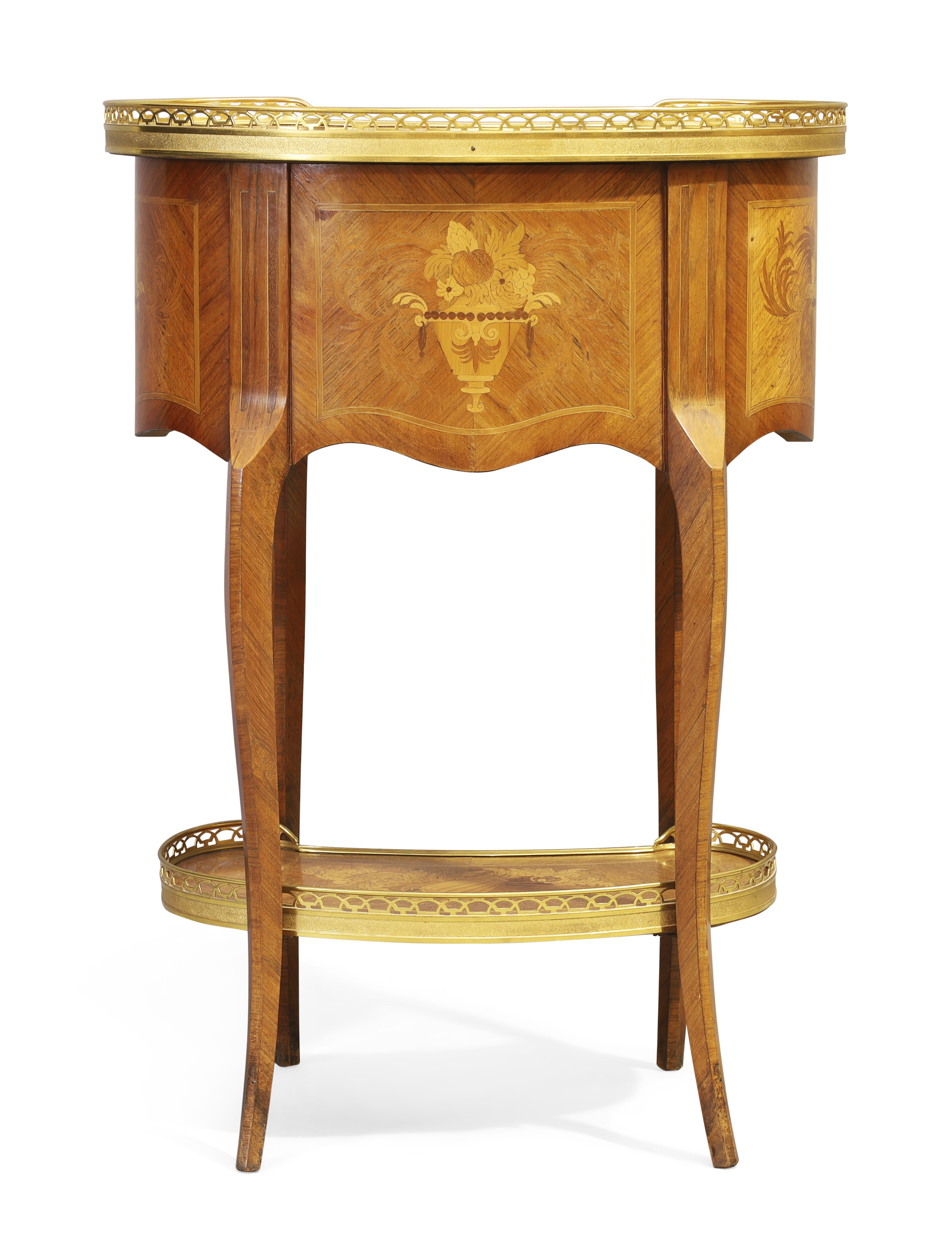 A French kingwood and marquetry inlaid kidney shape side table, In the manner of Charles Topino, ... - Image 4 of 4