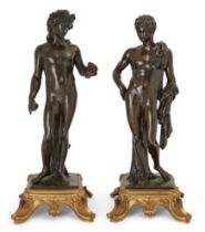 A pair of French bronze models of the Belvedere Antinous and Bacchus, After the Antique, late 18t...