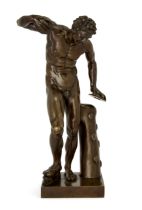 A French bronze model of the Dancing Faun, After the Antique, late 19th century, Holding a cymbal...