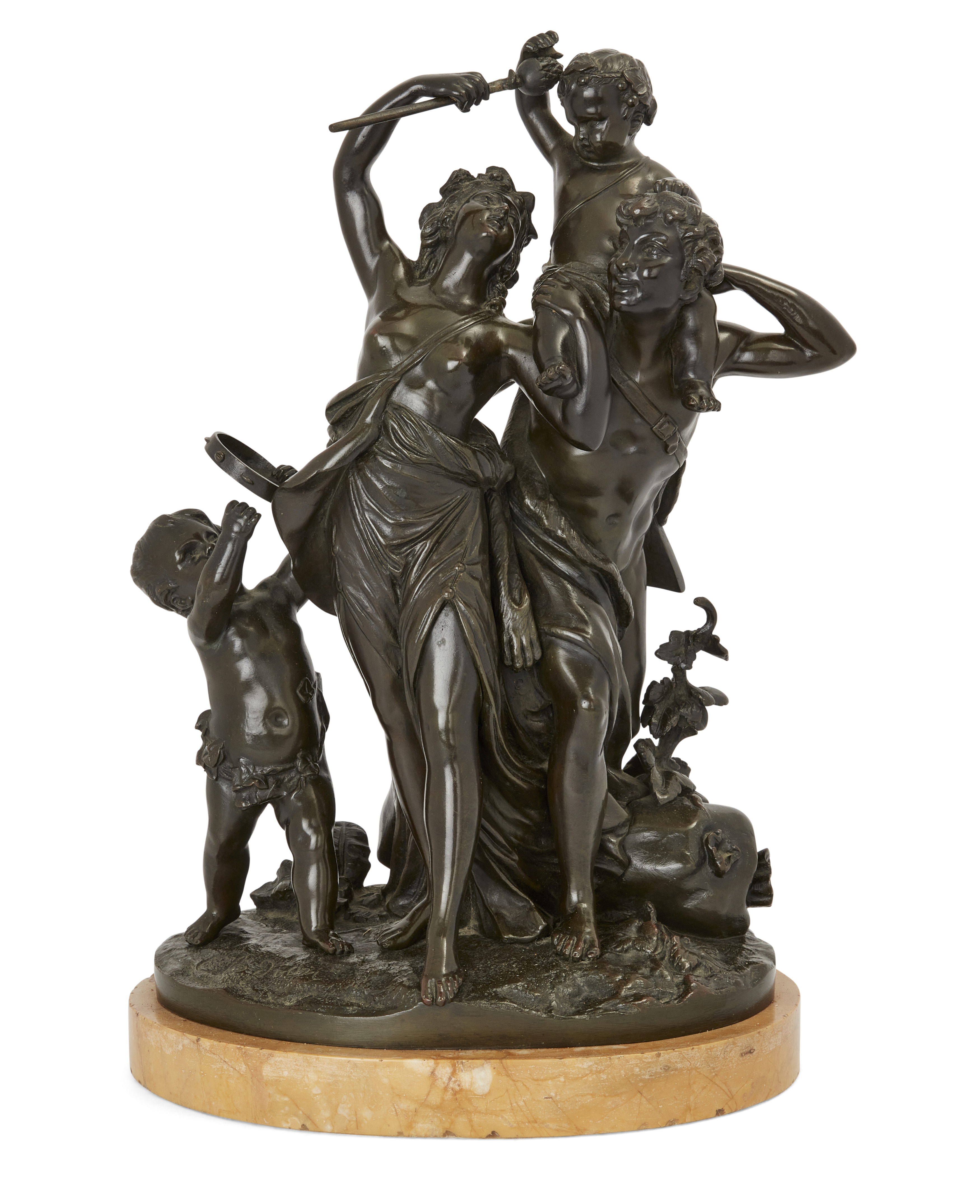 After Claude Michel, called Clodion, French, 1738-1814, a French bronze Bacchic group, Late 19th ...