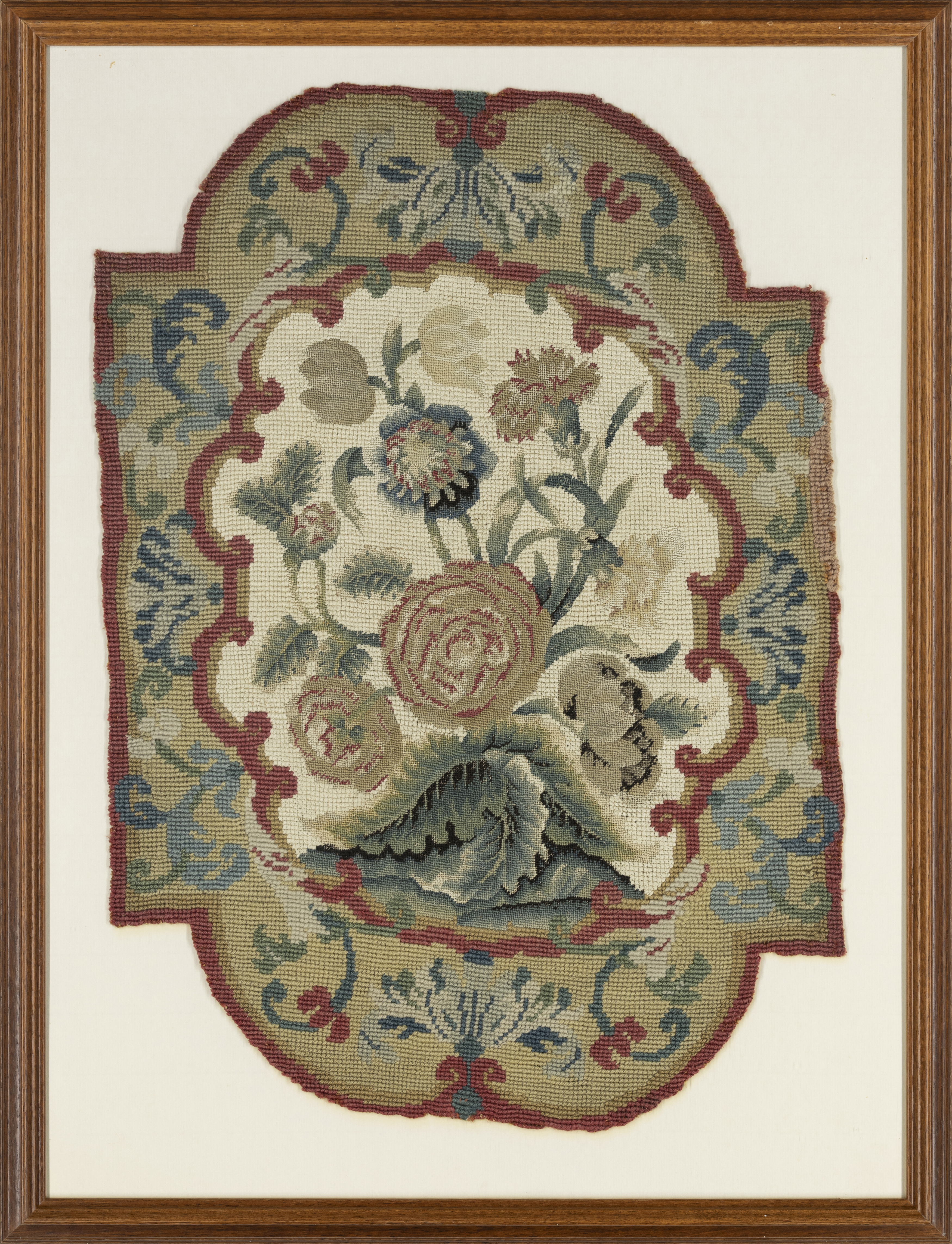 Two French needlepoint fragments, 18th century, Worked in wools and silks, comprising: an example... - Image 3 of 5