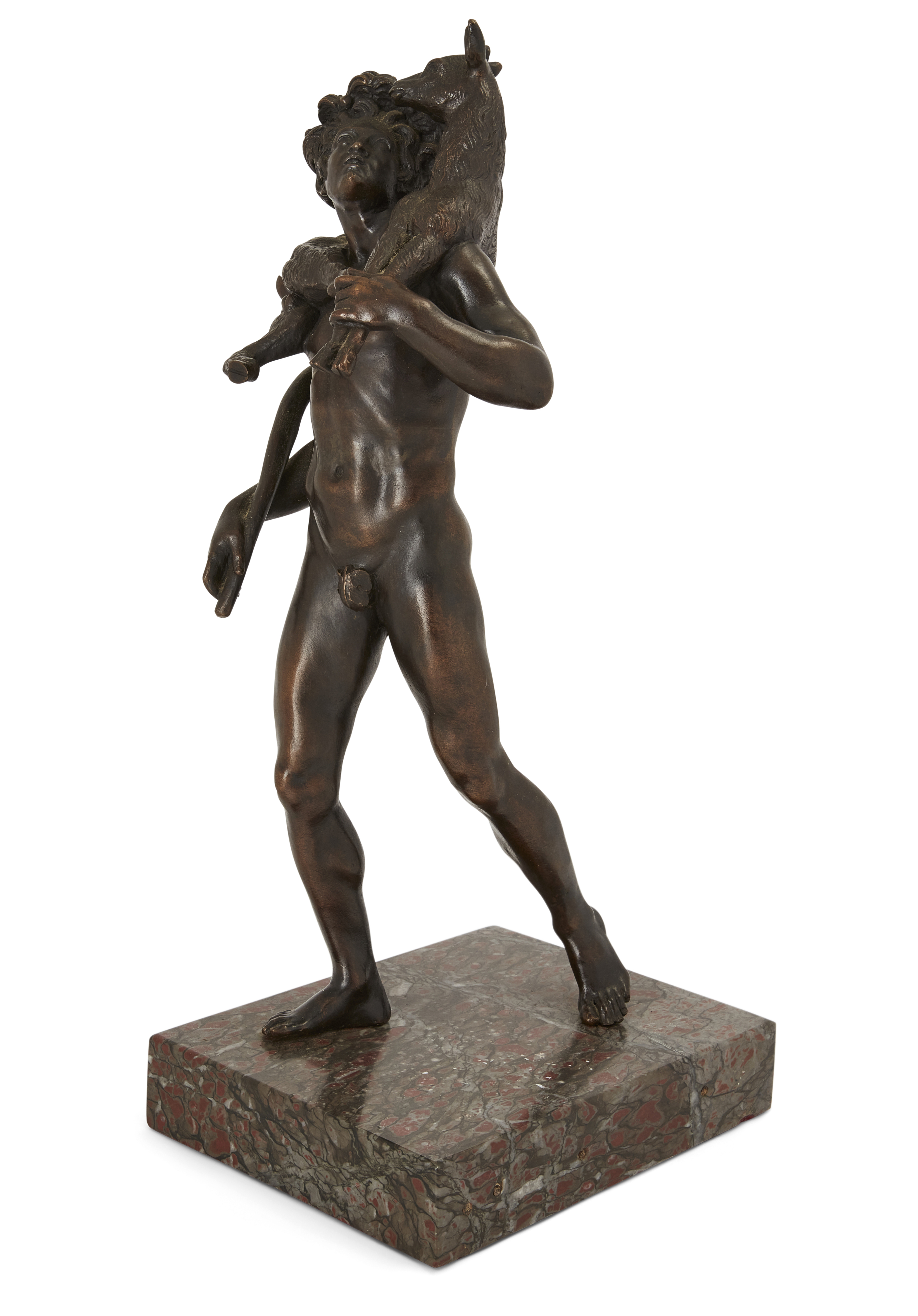 A French bronze model of the Faun with Kid, After the Antique, early 20th century, The naked figu...