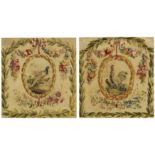 A pair of Louis XVI Aubusson tapestry panels, Late 18th century, Woven in wools and silks, each c...