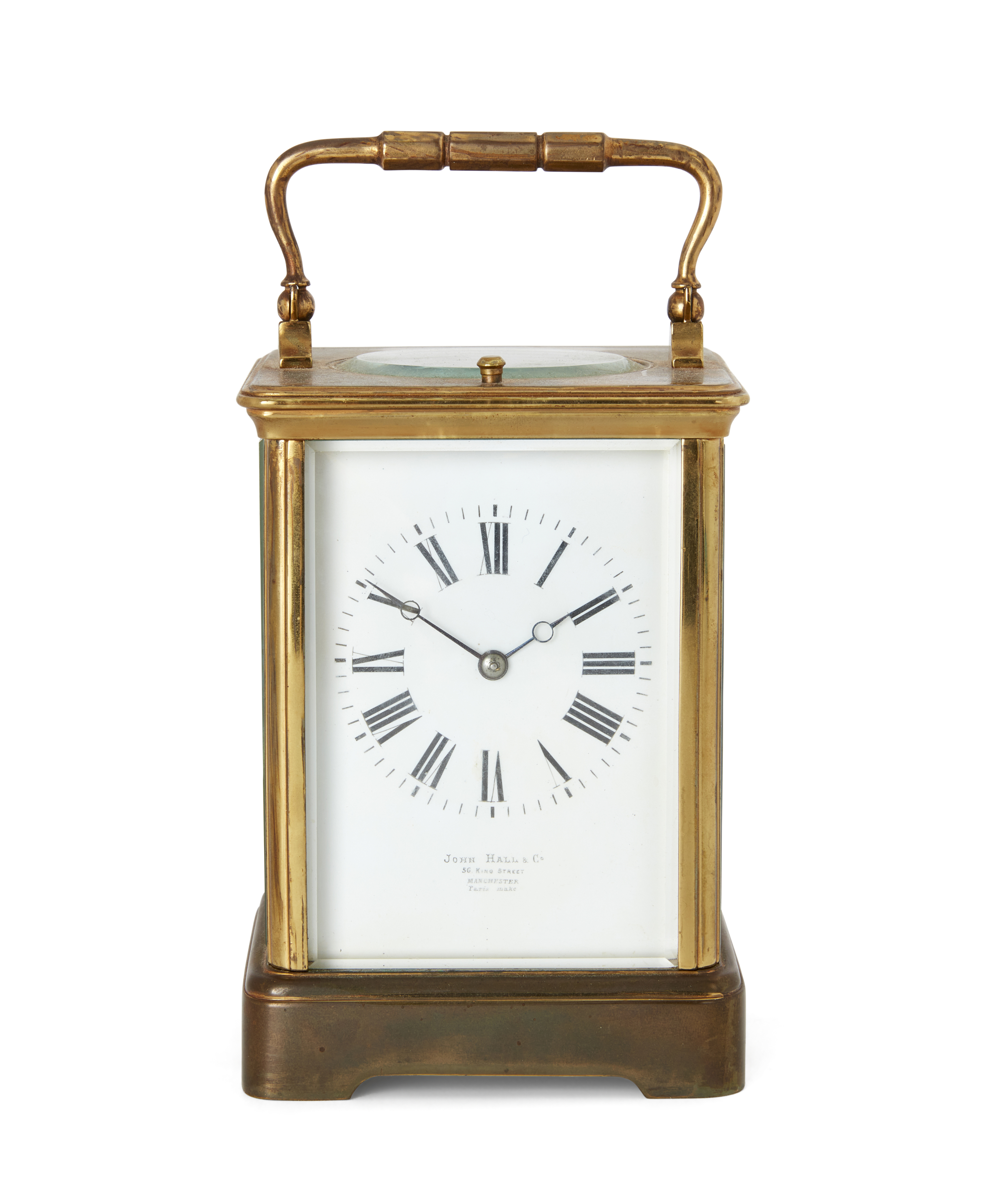 A French lacquered brass repeating carriage clock, Late 19th century, The case with swing handle ... - Bild 2 aus 4