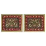 Two embroidered Rescht panels, Rescht, Qajar Southeast Iran, 19th century,   Fine polychrome silk...