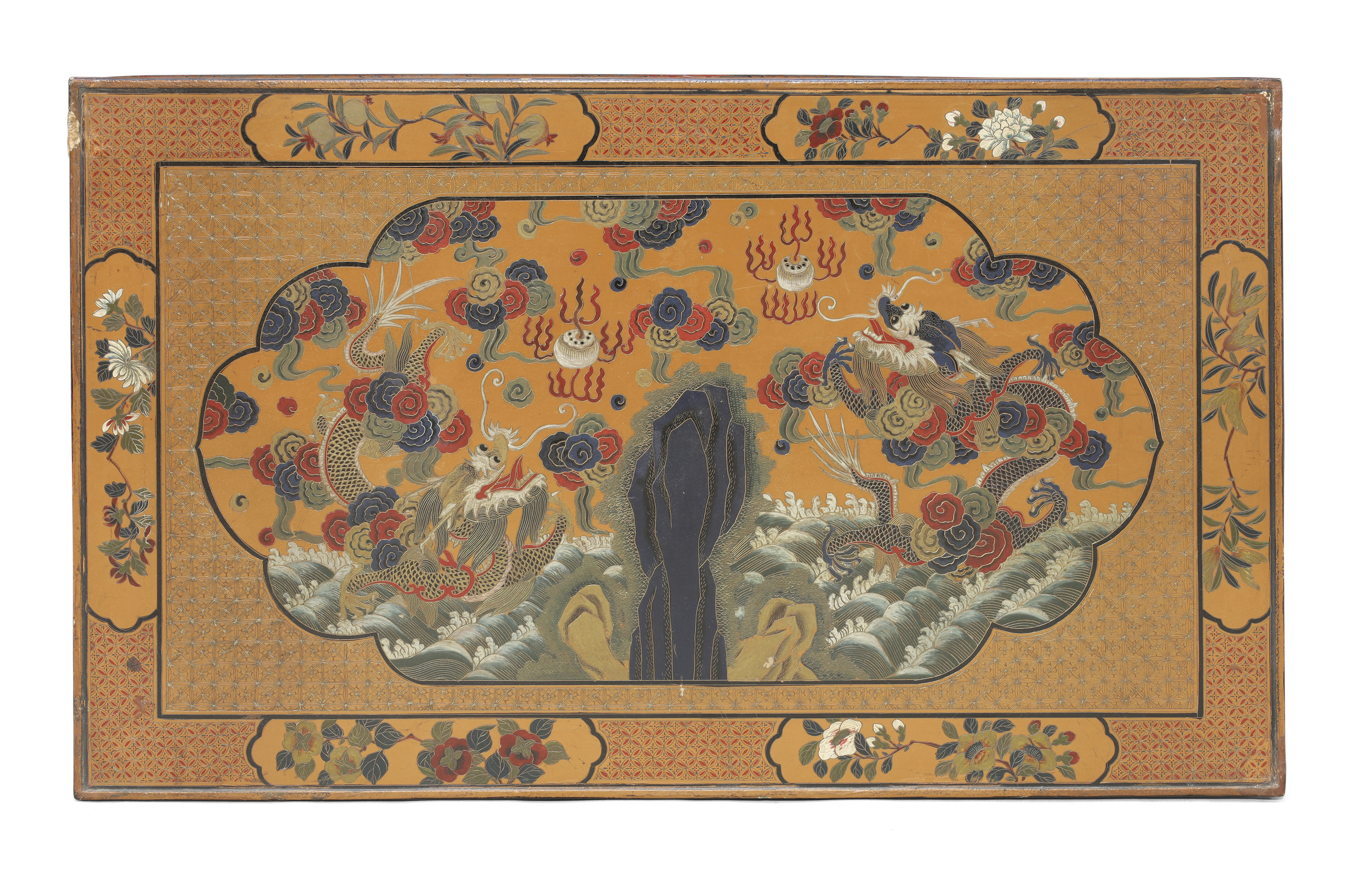 A Chinese tianqi lacquer table, Late Qing dynasty / Republic period, The top surface decorated wi... - Image 3 of 3