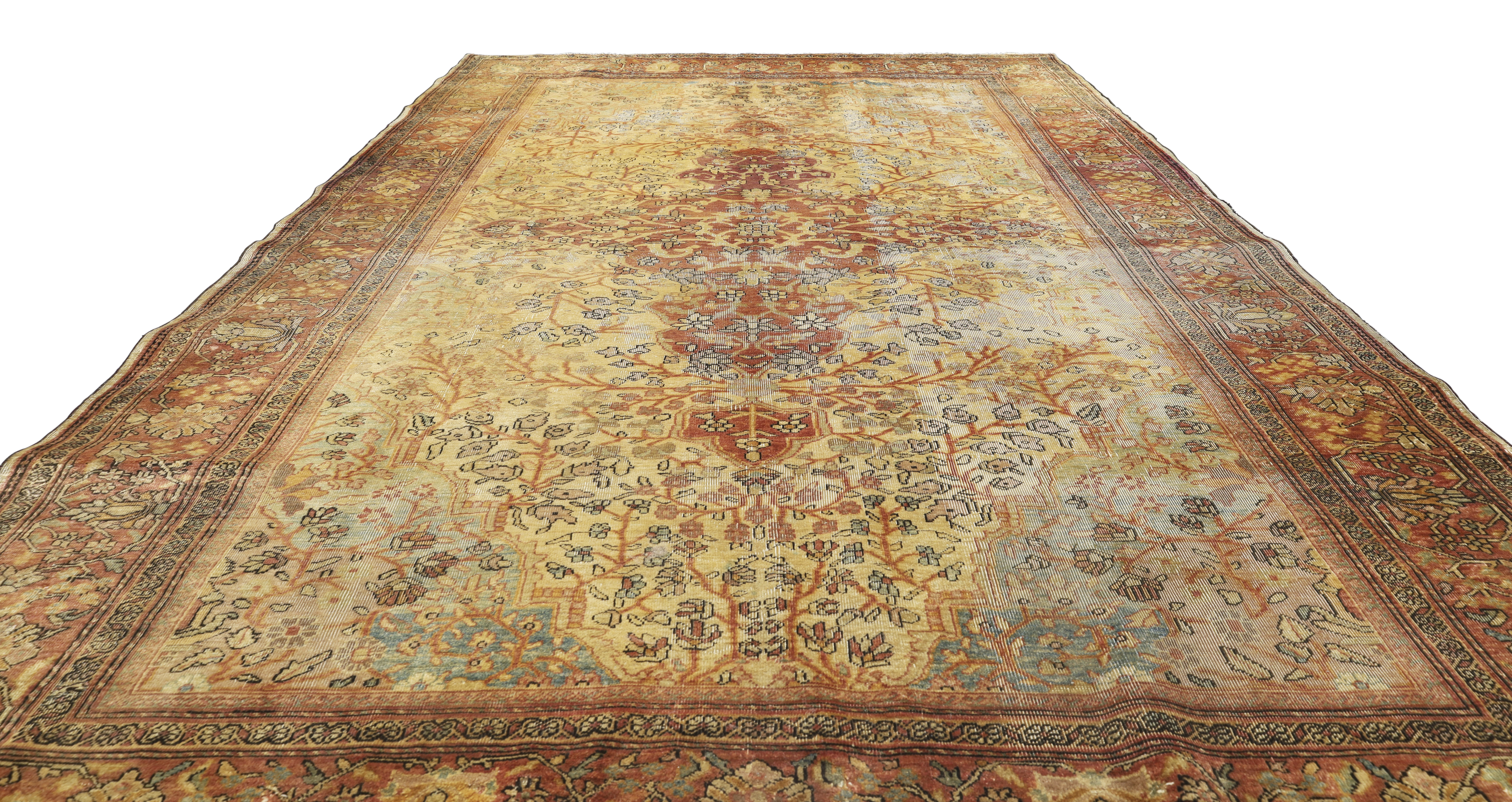 A Persian silk Kashan 'Mohtasham' rug, Last quarter 19th century, The central field with quatrefo... - Image 2 of 4
