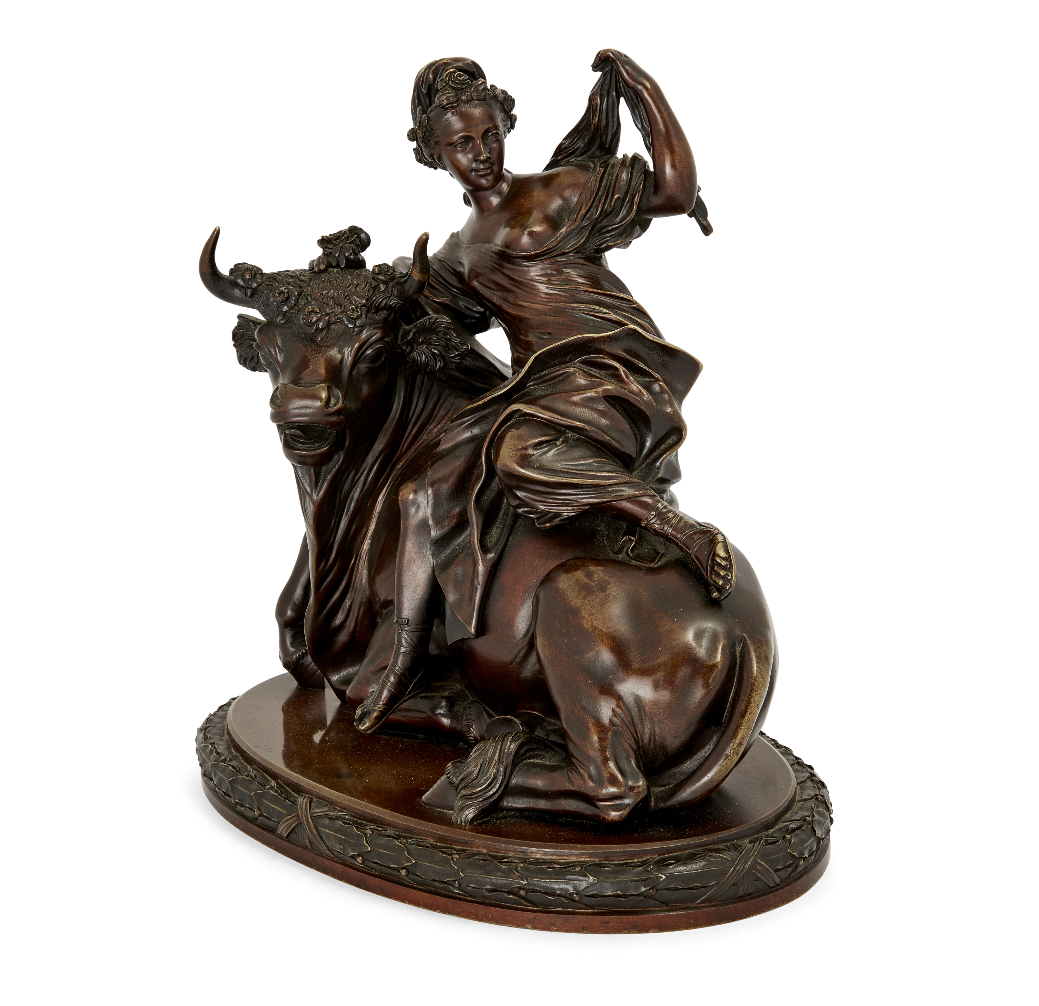 A French bronze group of Europa and the Bull, Late 19th century, The Phoenician princess depicted... - Image 2 of 3