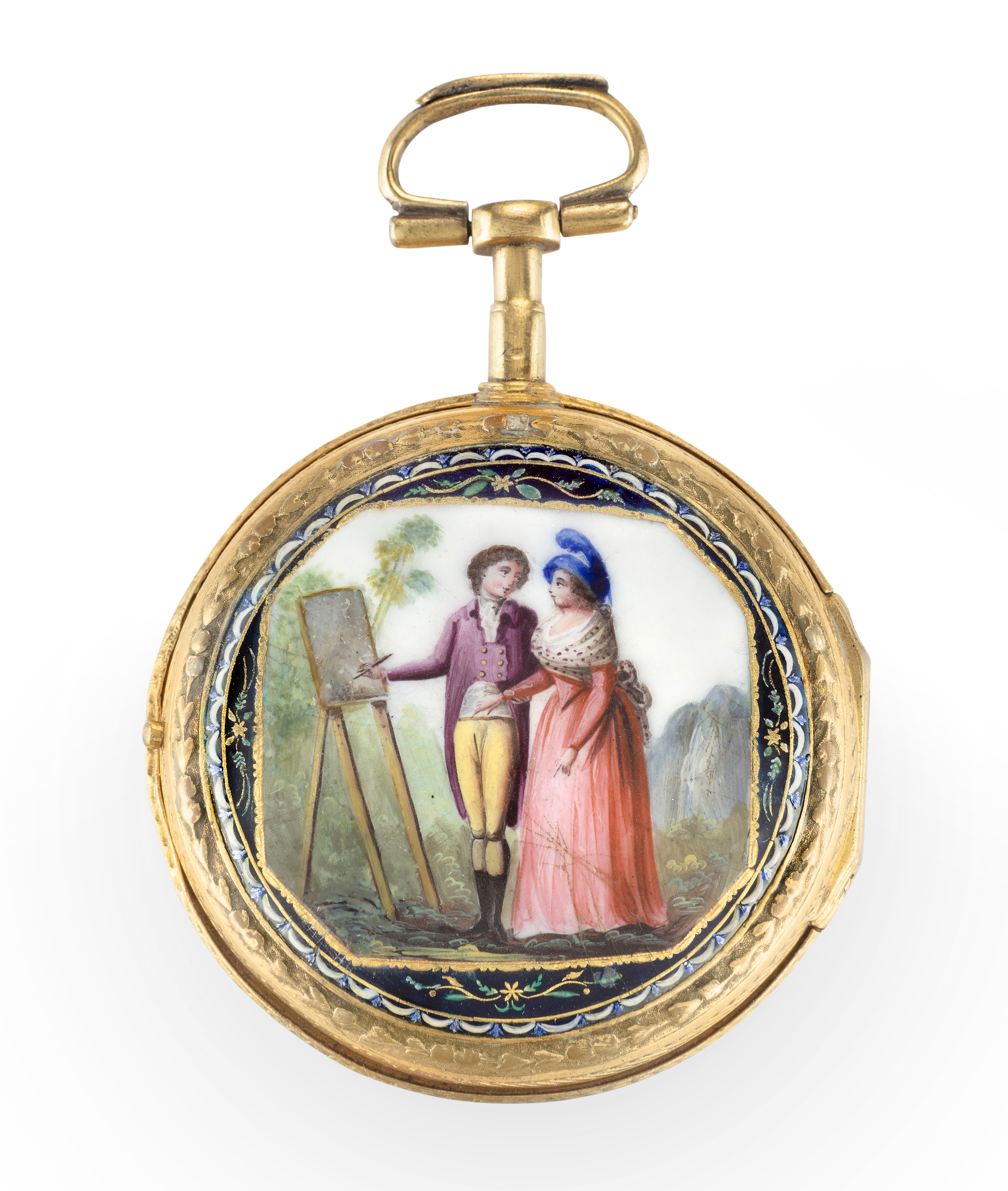 Frères Esquivillon & De Choudent, Geneve, a gilt metal and enamel verge pocket watch, C.1830, Sig... - Image 2 of 2