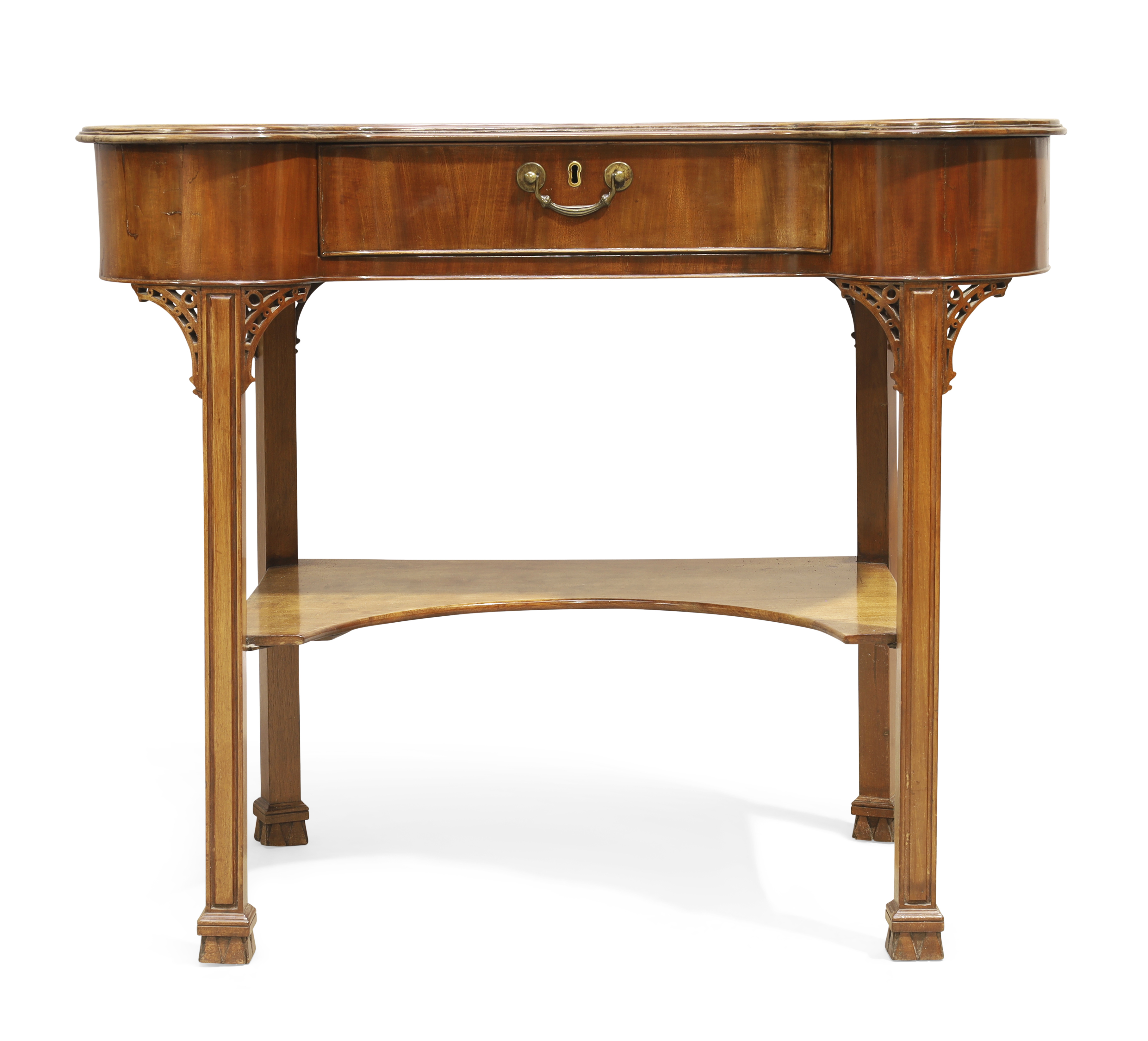 An English mahogany kidney shape writing table,  Of George III style, last quarter 19th century, ... - Image 2 of 4