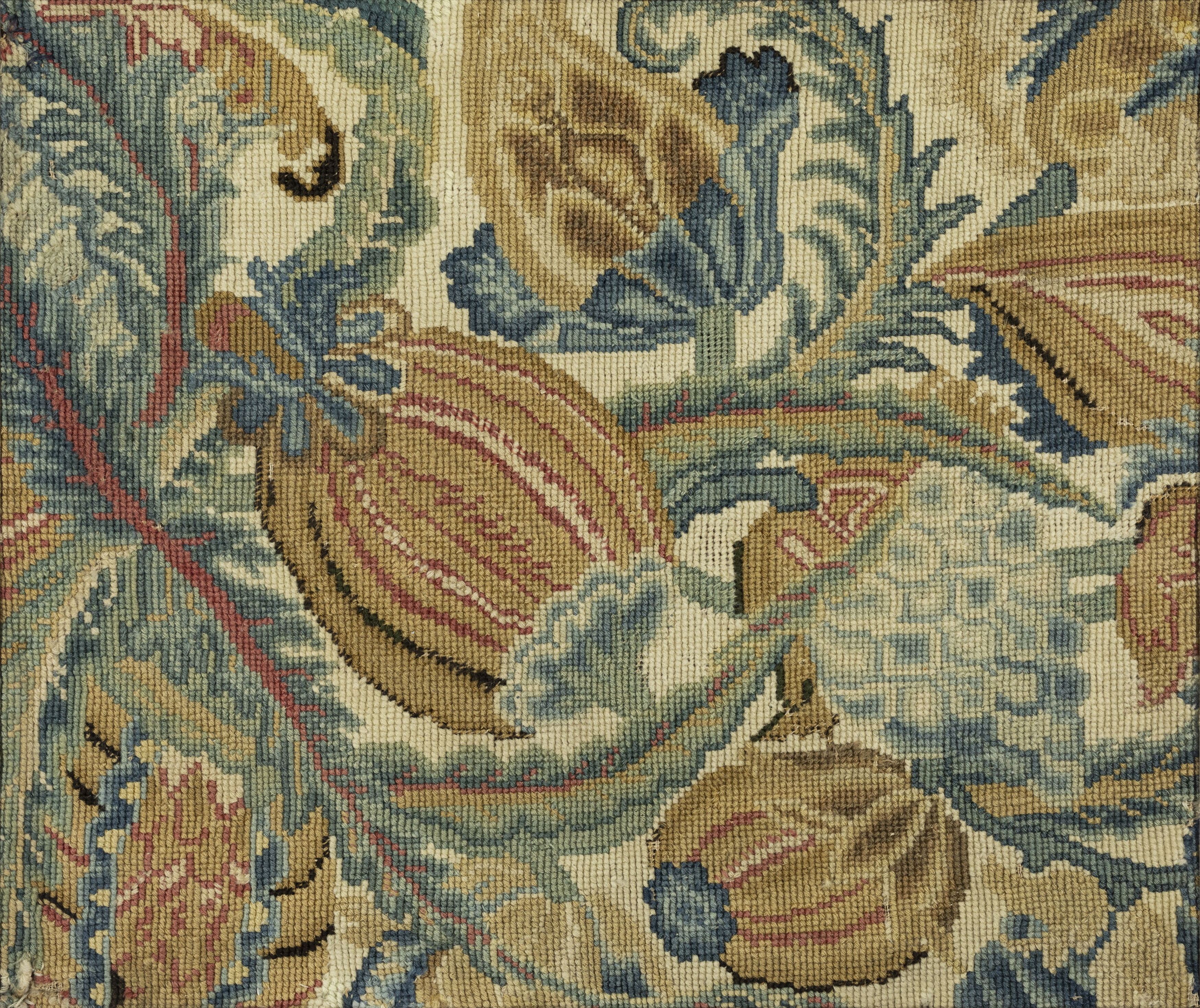 An English needlework fragment, Possibly late 19th century, Worked in wool cross-stitch, depictin...