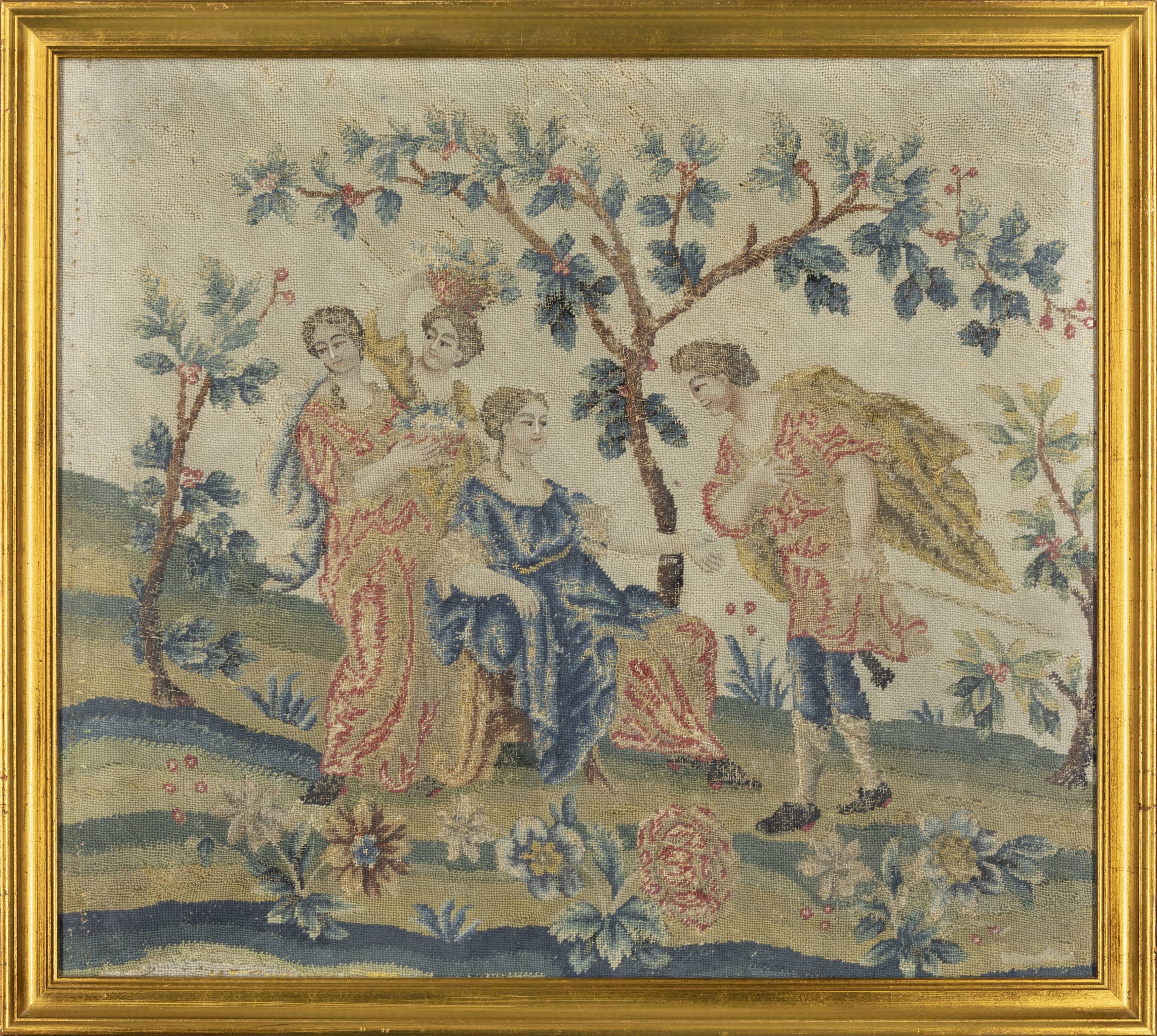 Two French needlework fragments, First half 18th century, Worked in wools and silks, one depictin... - Image 5 of 5