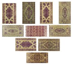 Ten Ottoman voided velvet cushion covers "yastik", Turkey, mid-19th century, Of various patterns,...