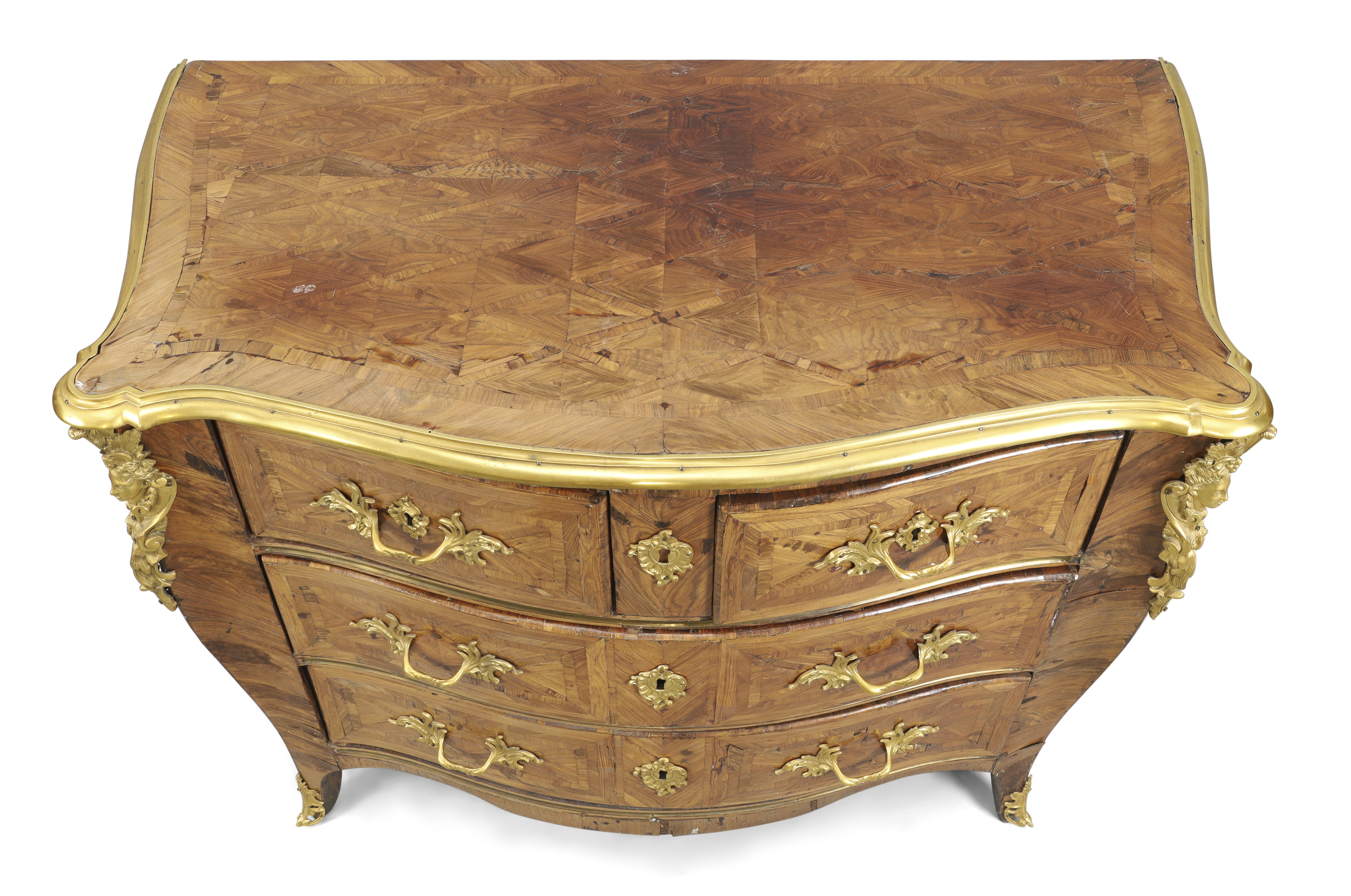 A Louis XV ormolu-mounted kingwood parquetry serpentine commode, By Guillaume Schwingkens, second... - Image 5 of 5