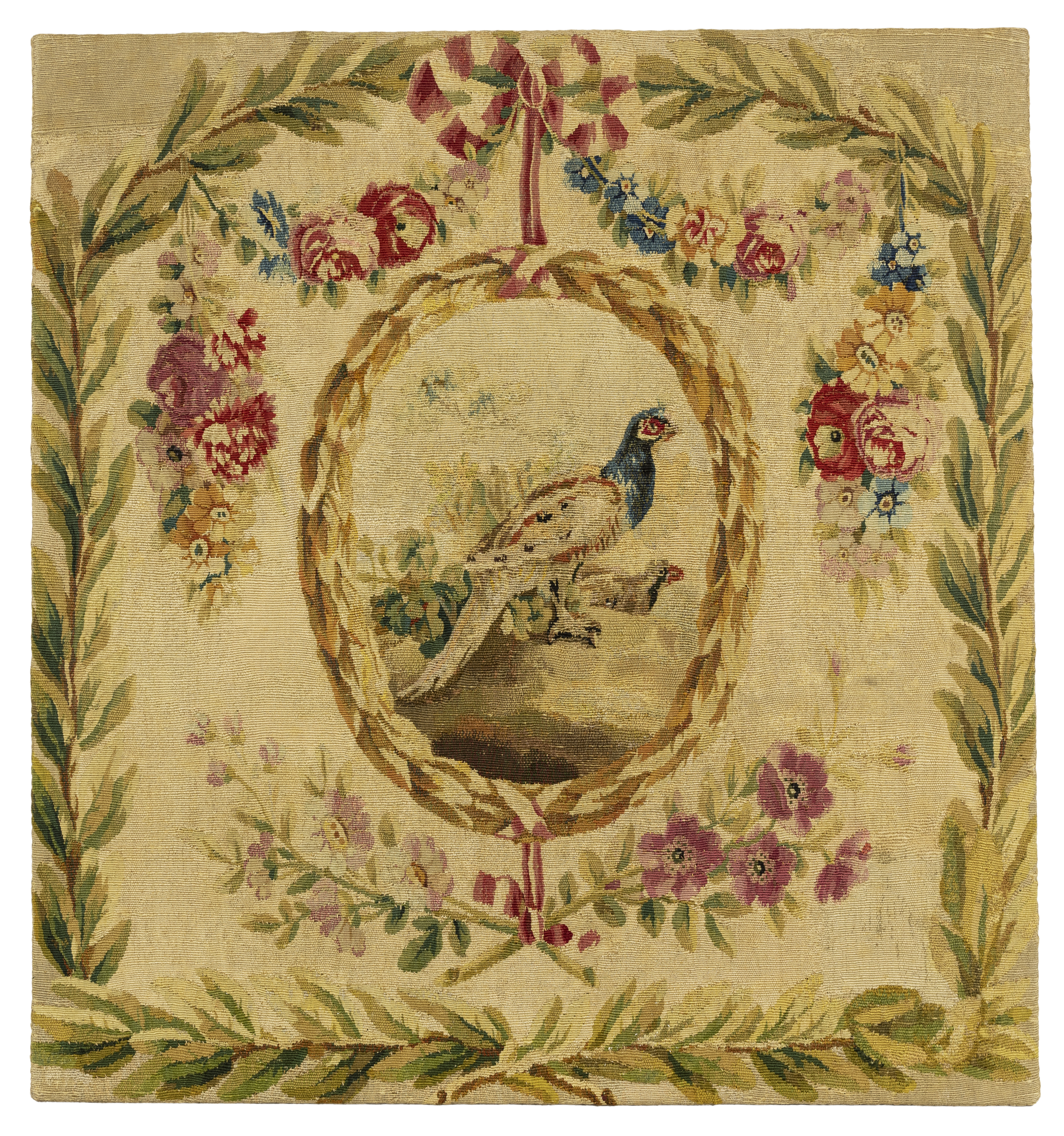 A pair of Louis XVI Aubusson tapestry panels, Late 18th century, Woven in wools and silks, each c... - Image 2 of 3
