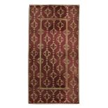 A rectangular red velvet panel, Kutahya, Turkey, 19th century, With repeating bulbous motif, with...