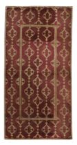 A rectangular red velvet panel, Kutahya, Turkey, 19th century, With repeating bulbous motif, with...