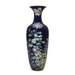 A monumental Japanese cloisonné baluster vase, Meiji period, Decorated to the waisted neck with a...