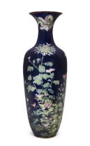 A monumental Japanese cloisonné baluster vase, Meiji period, Decorated to the waisted neck with a...