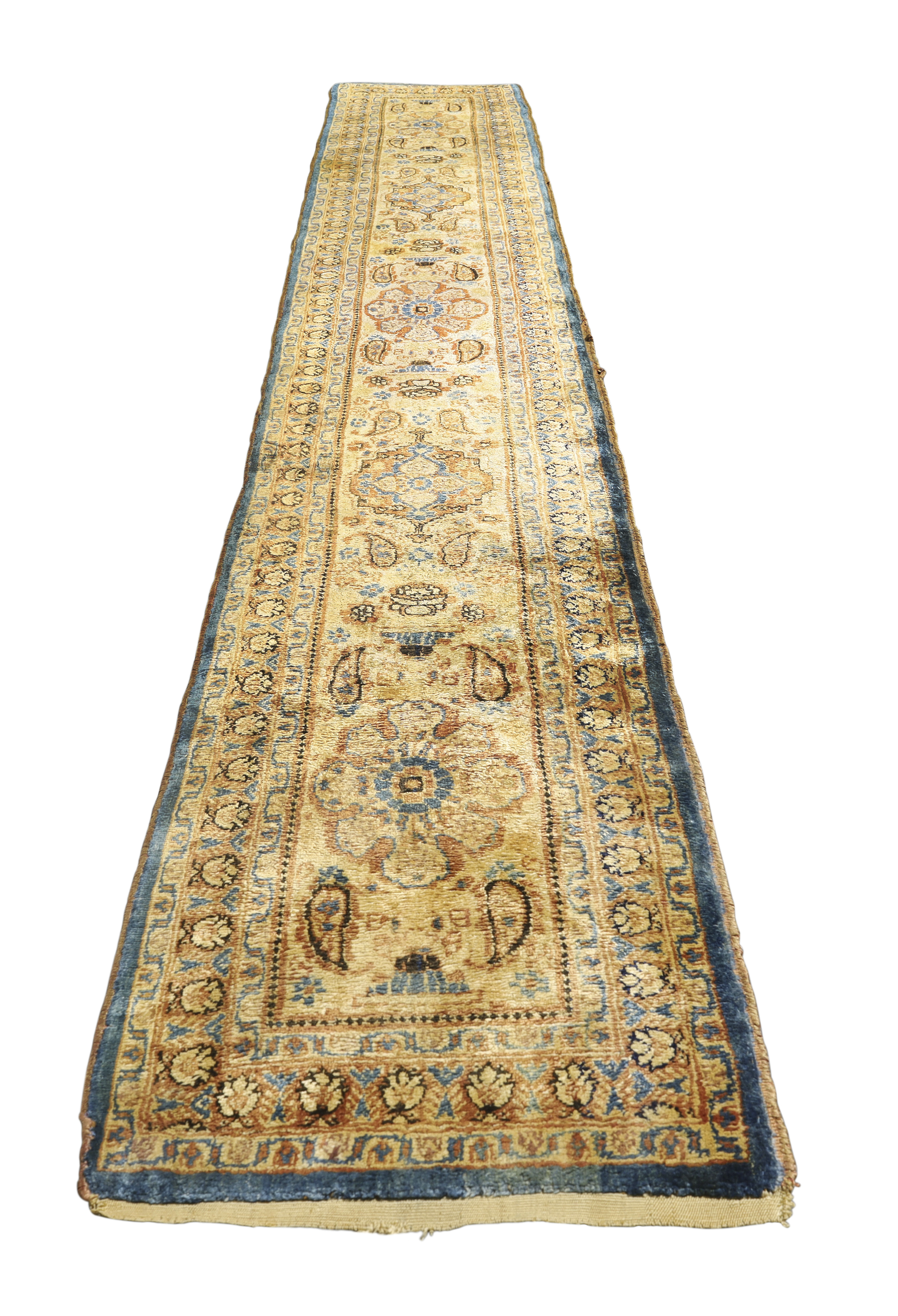 A Persian silk Tabriz narrow runner, First quarter 20th century,  The central field with geometri... - Image 2 of 4