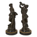 After Claude Michel, called Clodion, French, 1738-1814, a pair of French bronze Bacchic figures, ...