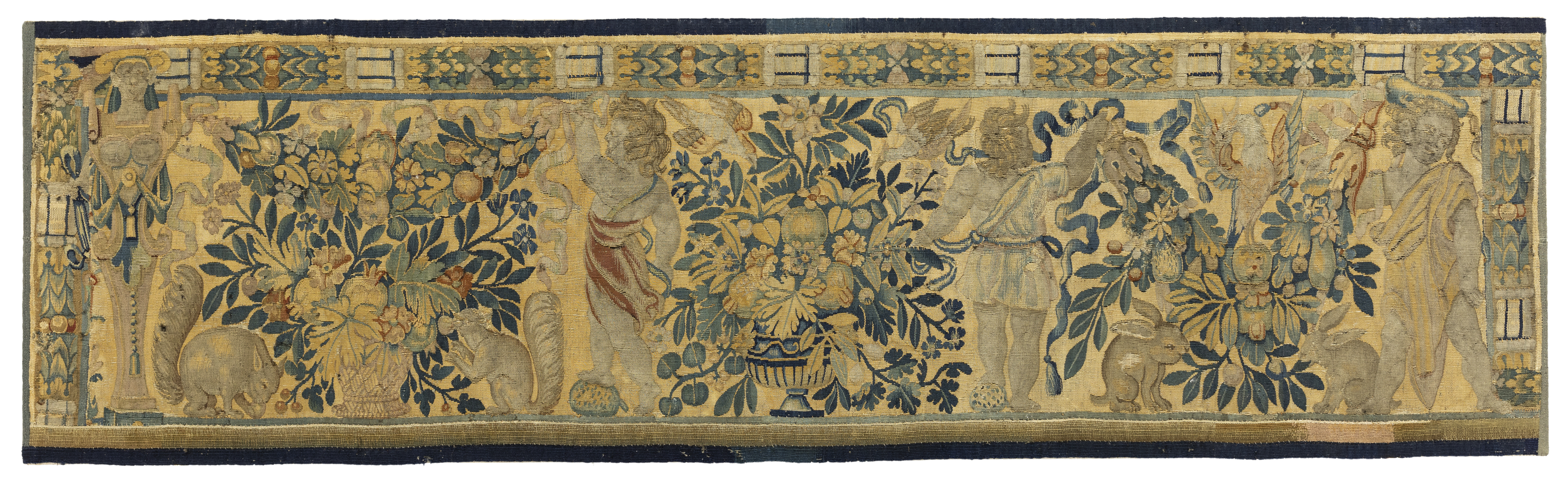 Two Flemish tapestry border fragments, Possibly Brussels, 17th century,  Woven wools and silks, e... - Image 3 of 3