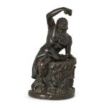 A French bronze inkwell, In the manner of Clodion, late 19th century, Modelled with a Bacchic fig...