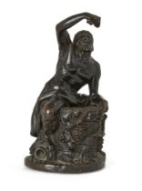 A French bronze inkwell, In the manner of Clodion, late 19th century, Modelled with a Bacchic fig...