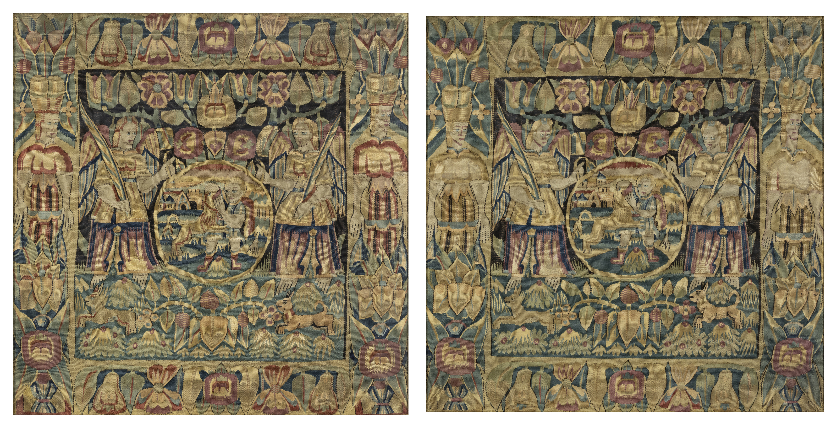 A pair of North German biblical tapestry panels, Possibly Hamburg, second half 17th century, Wove...