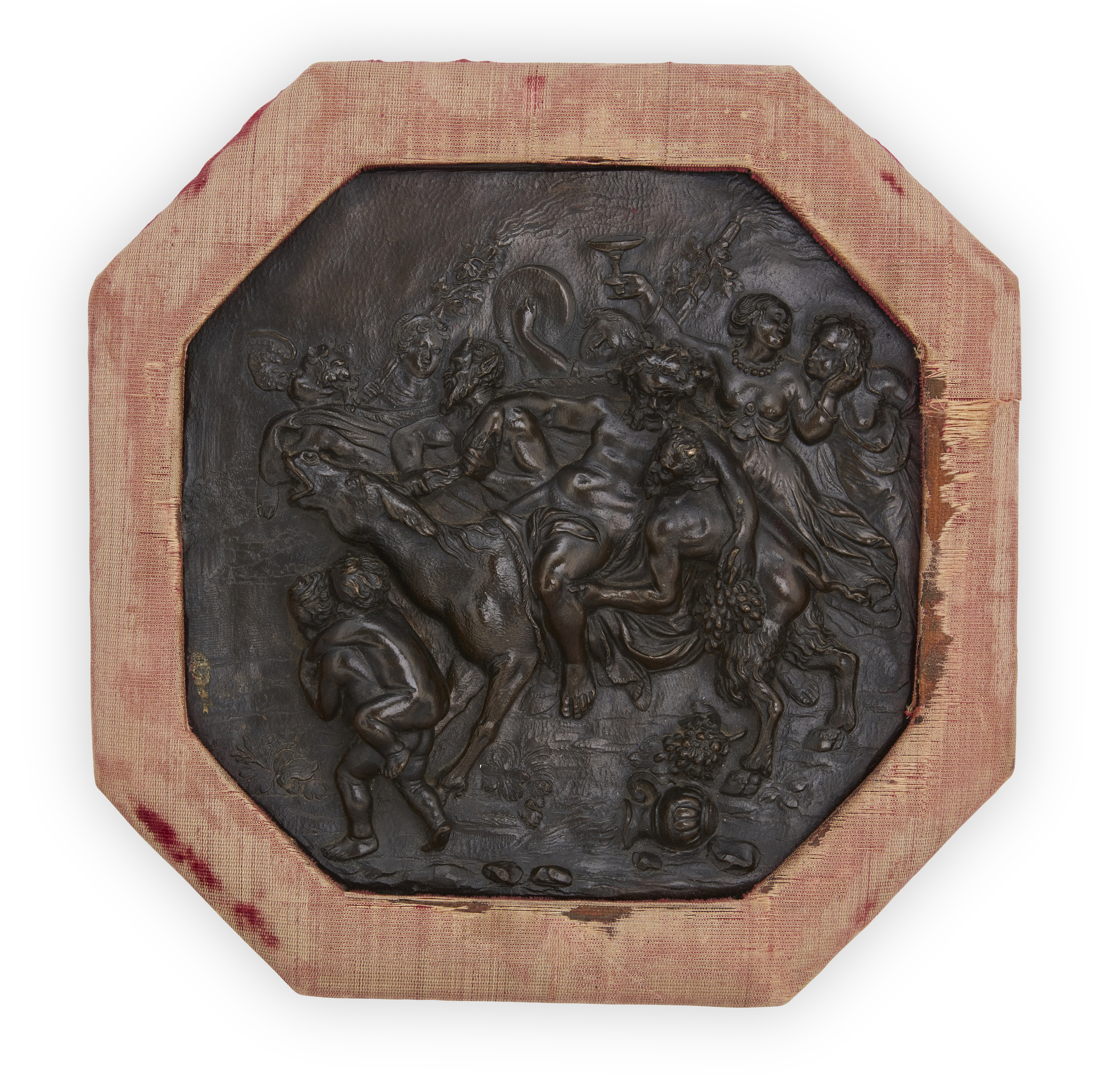 A Flemish bronze relief of The Triumph of Silenus, Circle of François Duquesnoy, Flemish, 1597-16...