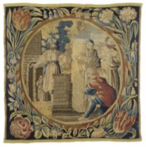 A North European biblical tapestry panel, Possibly Dutch, c.1700, Woven in wools and silks, the c...