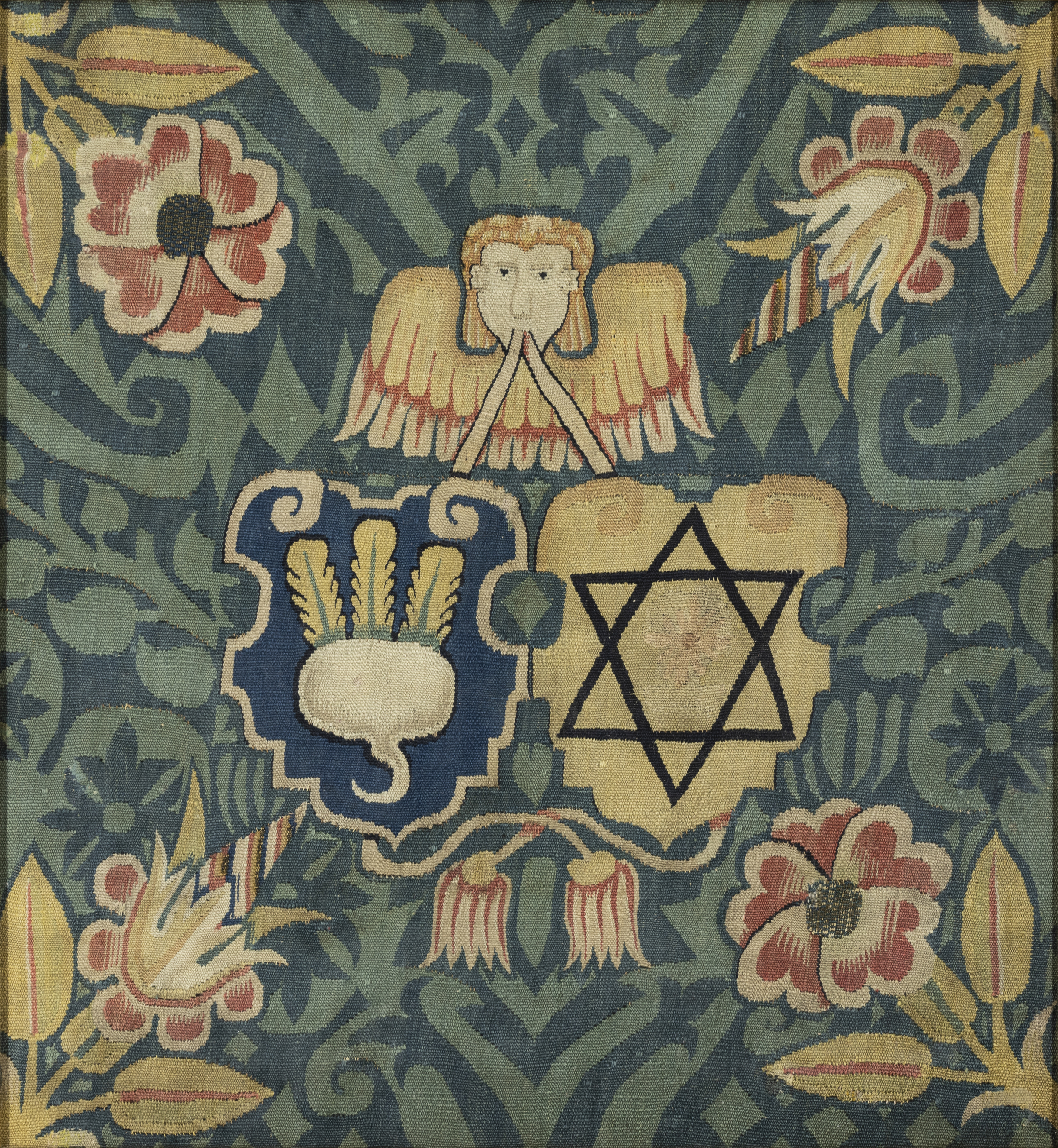 A North European armorial tapestry panel, 17th century, Woven in wools, silks and metal thread, d...