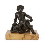 A French bronze model of the infant Hercules, Early 19th century, Modelled seated wrestling two s...