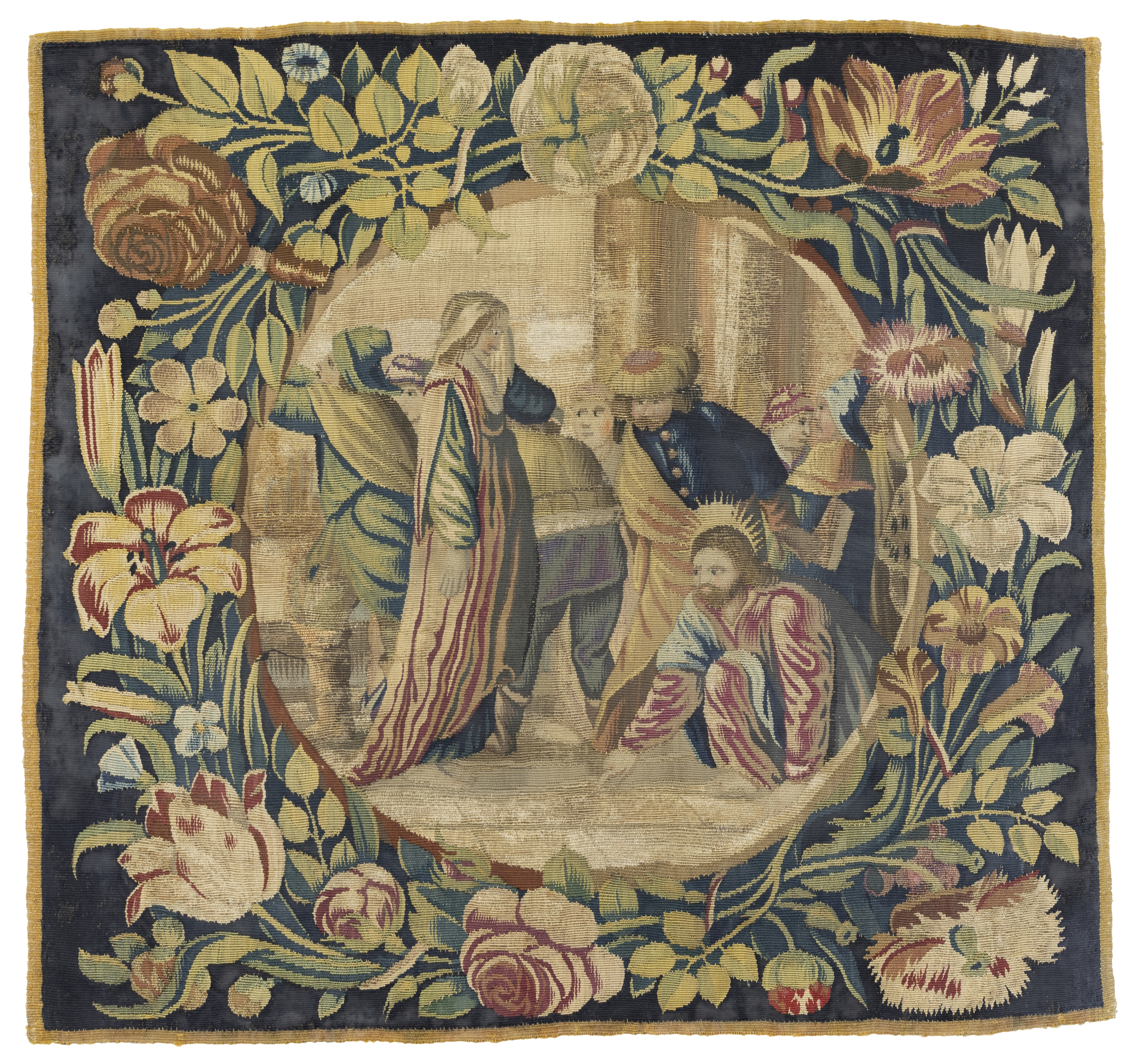 A North European biblical tapestry panel,  Possibly Dutch, c.1700, Woven in wools and silks, the ...