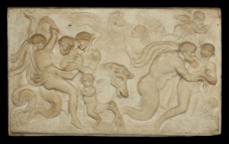 A Flemish marble relief of Tritons, Nereids and putti, Attributed to Gérard van Opstal, Flemish, ...