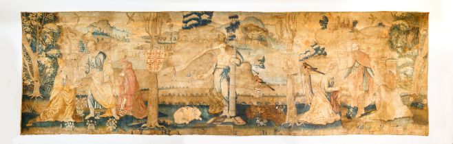 A North Italian dorsal tapestry depicting an allegory of Fortitude, Probably Mantua, dated 1528, ...