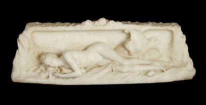 After Denys Pierre Puech, French, 1854-1942, a French marble group entitled ‘La Seine’, Dated 190...