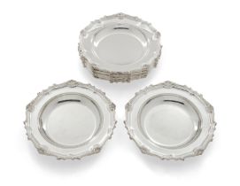 A set of ten Elizabeth II silver soup plates, London, 1970, Collingwood & Co., Of shaped circular...