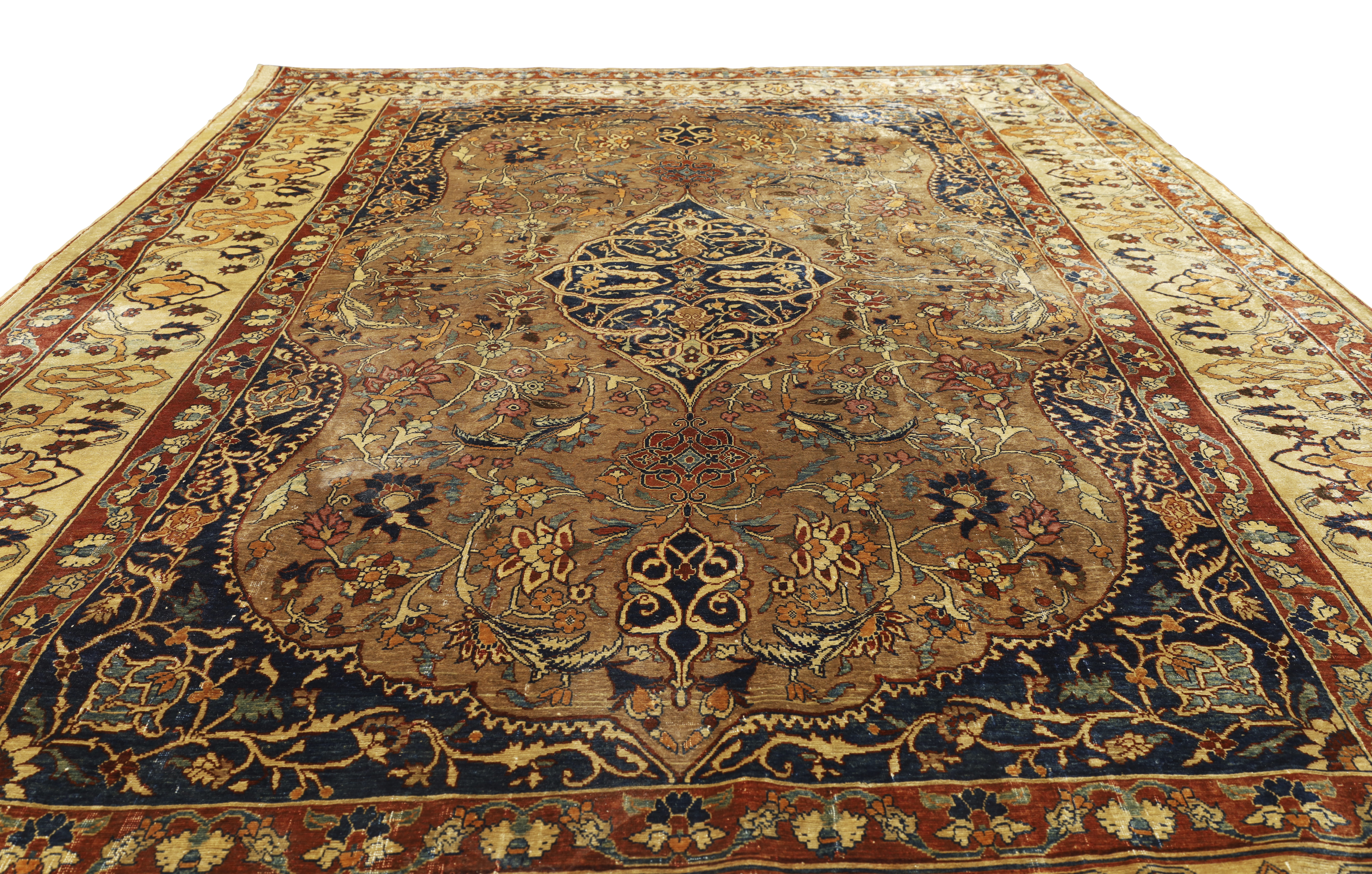 A Persian silk Heriz rug, Second half 19th century,  The central field with floral medallion surr... - Image 2 of 4