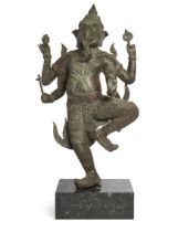 A large copper alloy figure of dancing Ganesha, Possibly Thailand, mainland southeast Asia, 20th ...