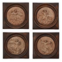Louis-Maximilien Bourgeois, French, 1839-1901, four French allegorical terracotta plaques of the ...