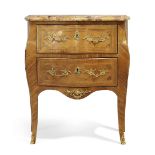A French kingwood bombe commode, Of Louis XV style, last quarter 19th century, With shaped marble...