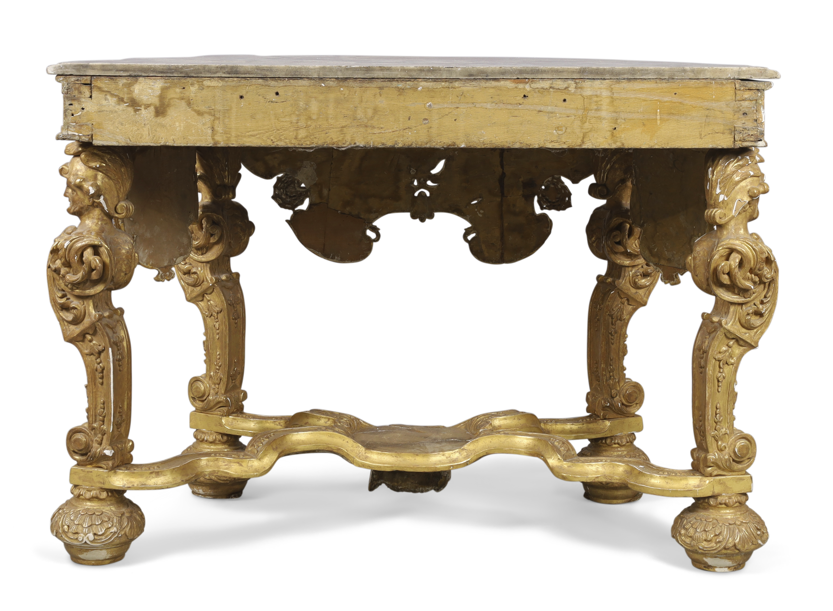 A pair of Dutch giltwood console tables, In the Manner of Daniel Marot, first quarter 18th centur... - Image 6 of 6