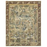 A Flemish biblical tapestry fragment, 17th century, Woven in wools and silks, depicting Samson an...