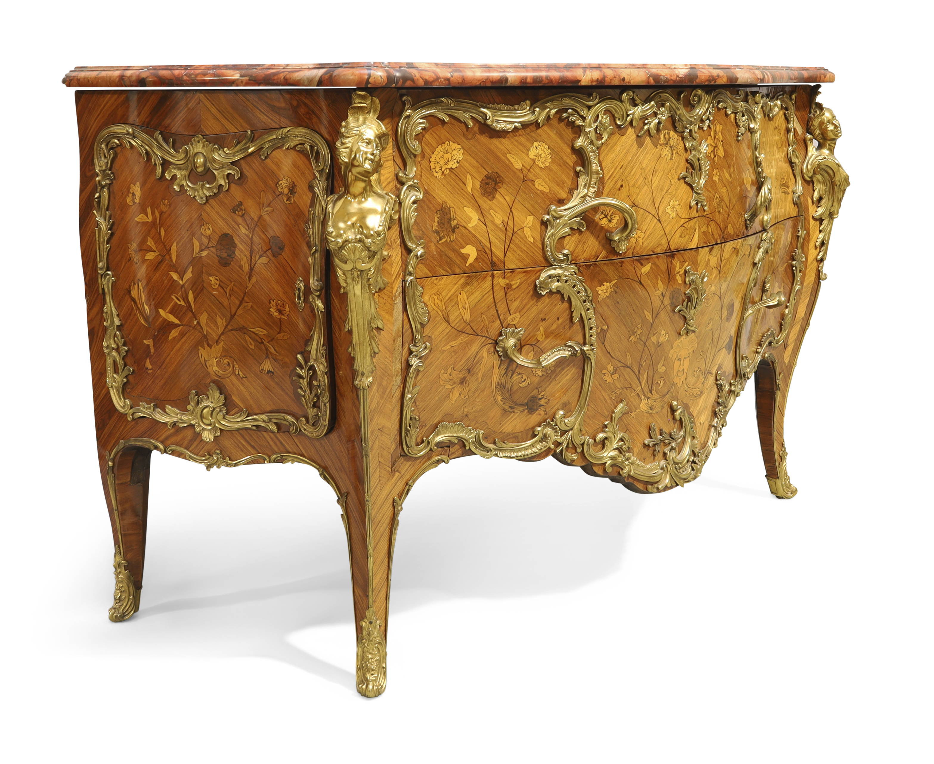 A French ormolu-mounted kingwood and marquetry serpentine front commode, Retailed by Edwards and ... - Image 4 of 6