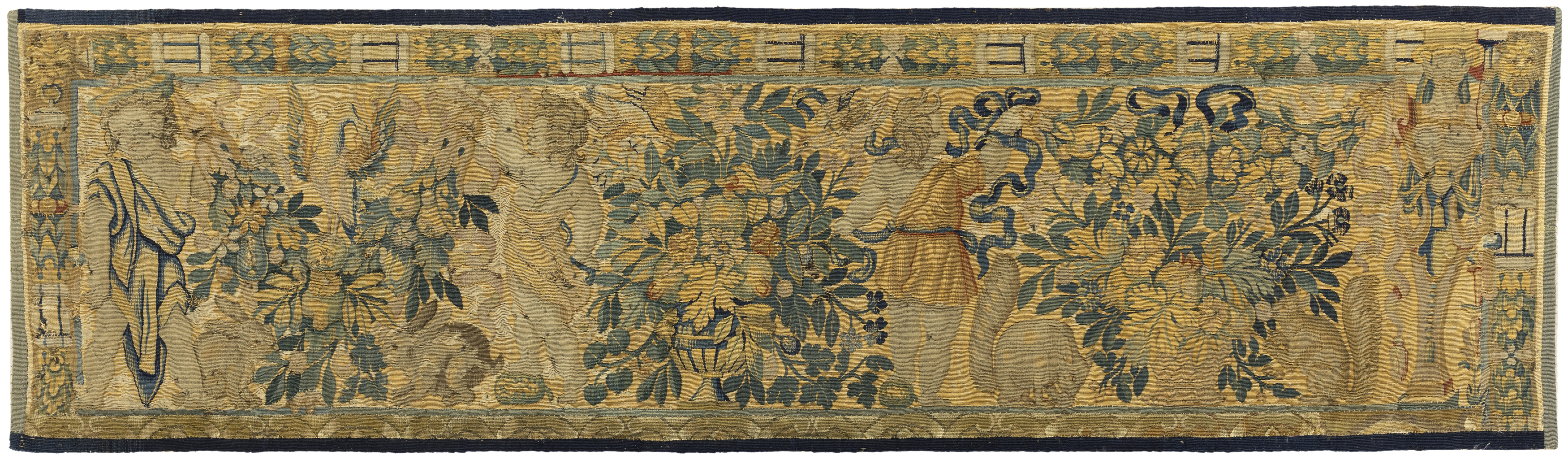 Two Flemish tapestry border fragments, Possibly Brussels, 17th century,  Woven wools and silks, e... - Image 2 of 3