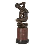 After Giambologna, Italian, 1529-1608, a French bronze model of the Crouching Venus, 18th or earl...