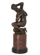 After Giambologna, Italian, 1529-1608, a French bronze model of the Crouching Venus, 18th or earl...