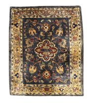 A Persian silk mat, Signed, third quarter 20th century,  The central field with floral medallion,...